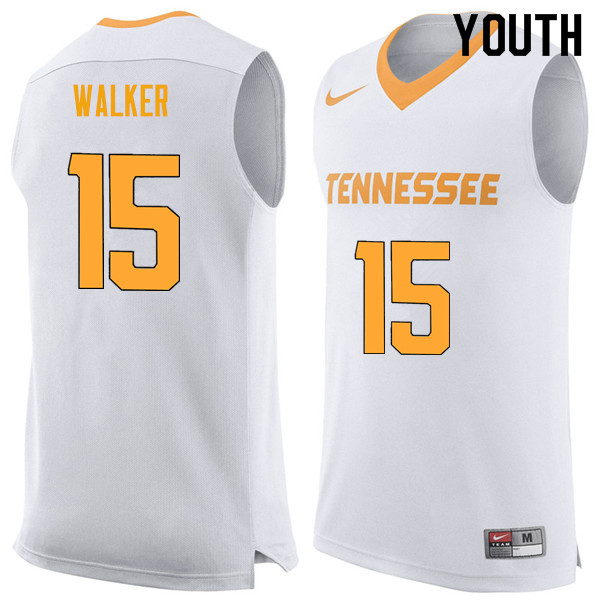 Youth #15 Derrick Walker Tennessee Volunteers College Basketball Jerseys Sale-White